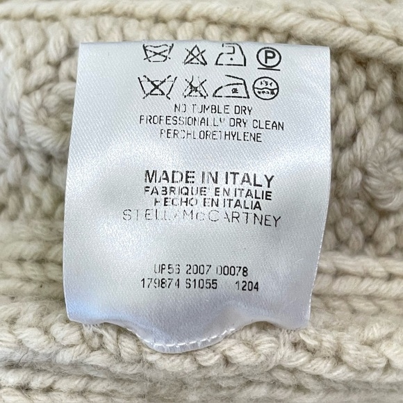 Stella McCartney Wool Cashmere Chunky Cable Knit Bobble Cardigan Dress Ecru IT40 - Picture 15 of 15